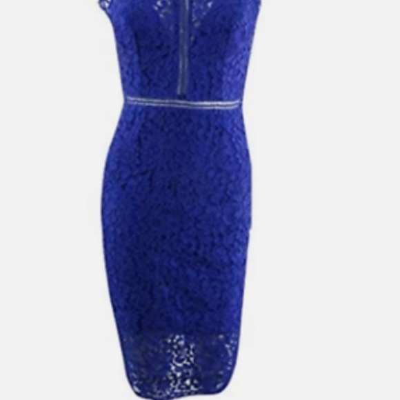 NWT Royal Blue Bardot Lace Dress Size 4 fits 2 - Picture 2 of 7